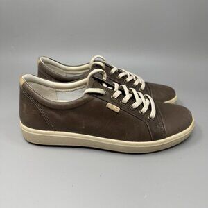 ECCO Soft 7 Women's US 8/8.5 Brown Leather Sneakers Lace-Up Low Top